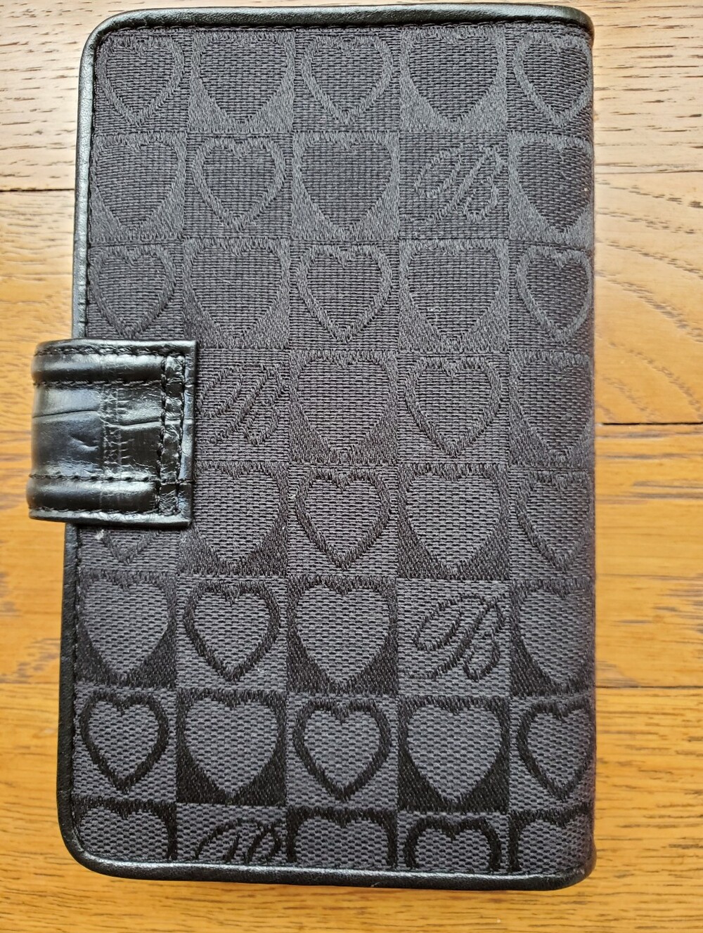 Brighton Black Heart Canvas Leather 6 Ring Binder Planner Agenda A7 size - Picture 3 of 9